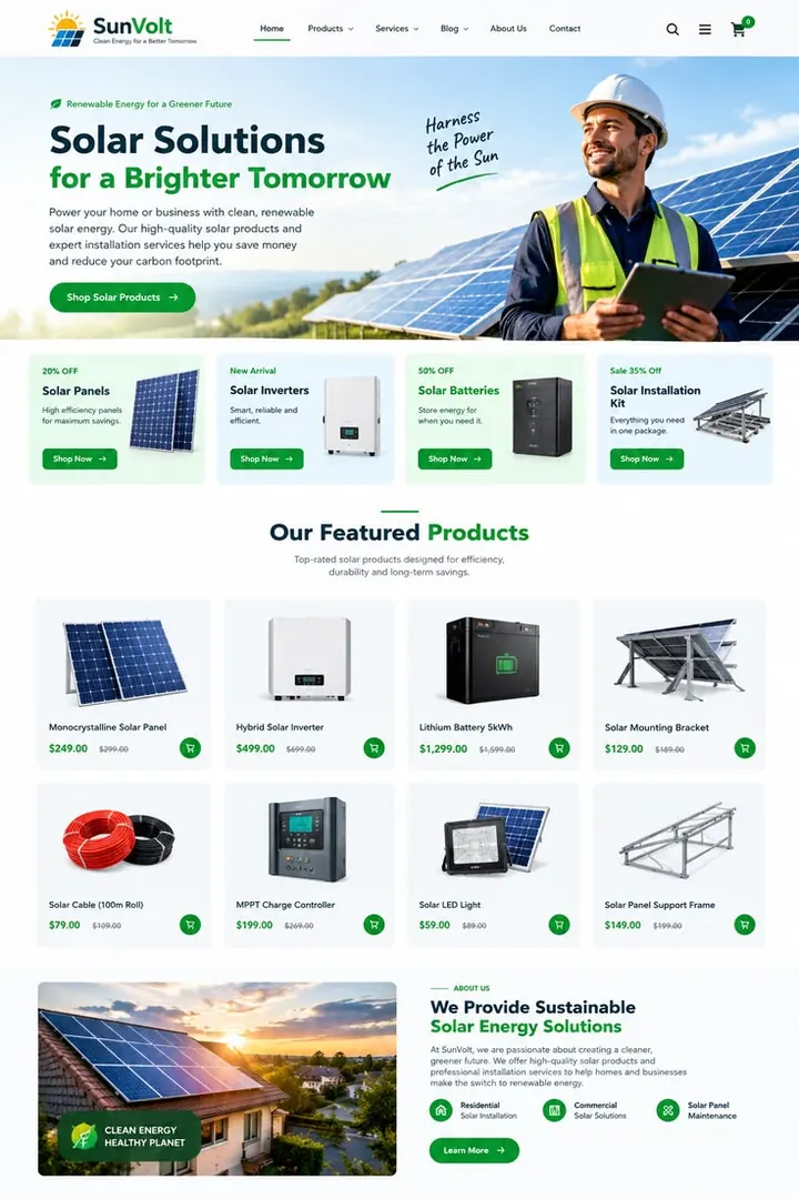 Custom solar business website design