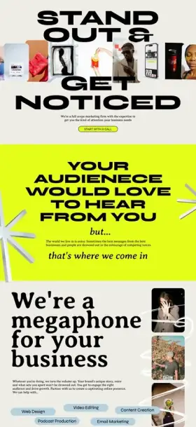 Bold marketing website template mockup