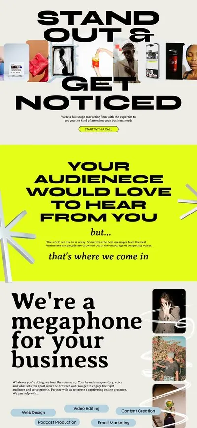 Bold marketing website template mockup